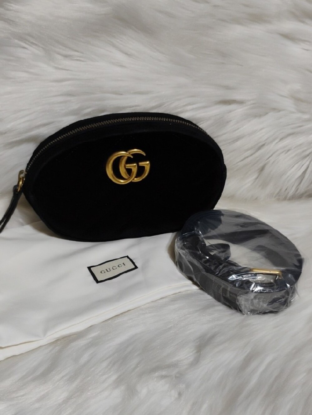 SALE! Gucci Black Velvet GG Marmont Body Waist Bag W/DB - Picture 13 of 16